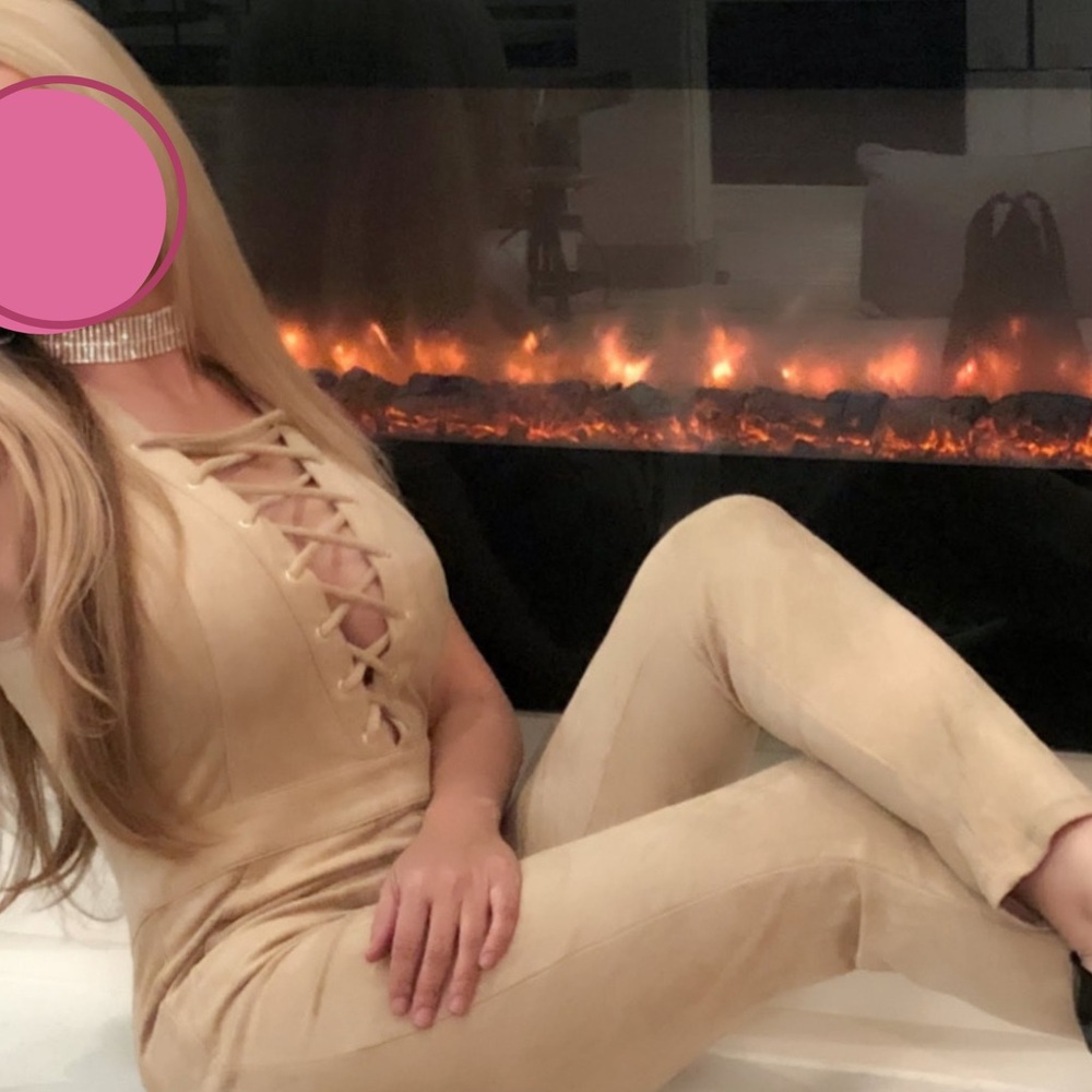 Bebe Lace-Up Beige Jumpsuit